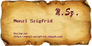 Menzl Szigfrid névjegykártya